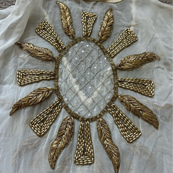 NWT Boston Proper Sunburst Tunic white sheer beaded coverup top size XL swim - Picture 9 of 11